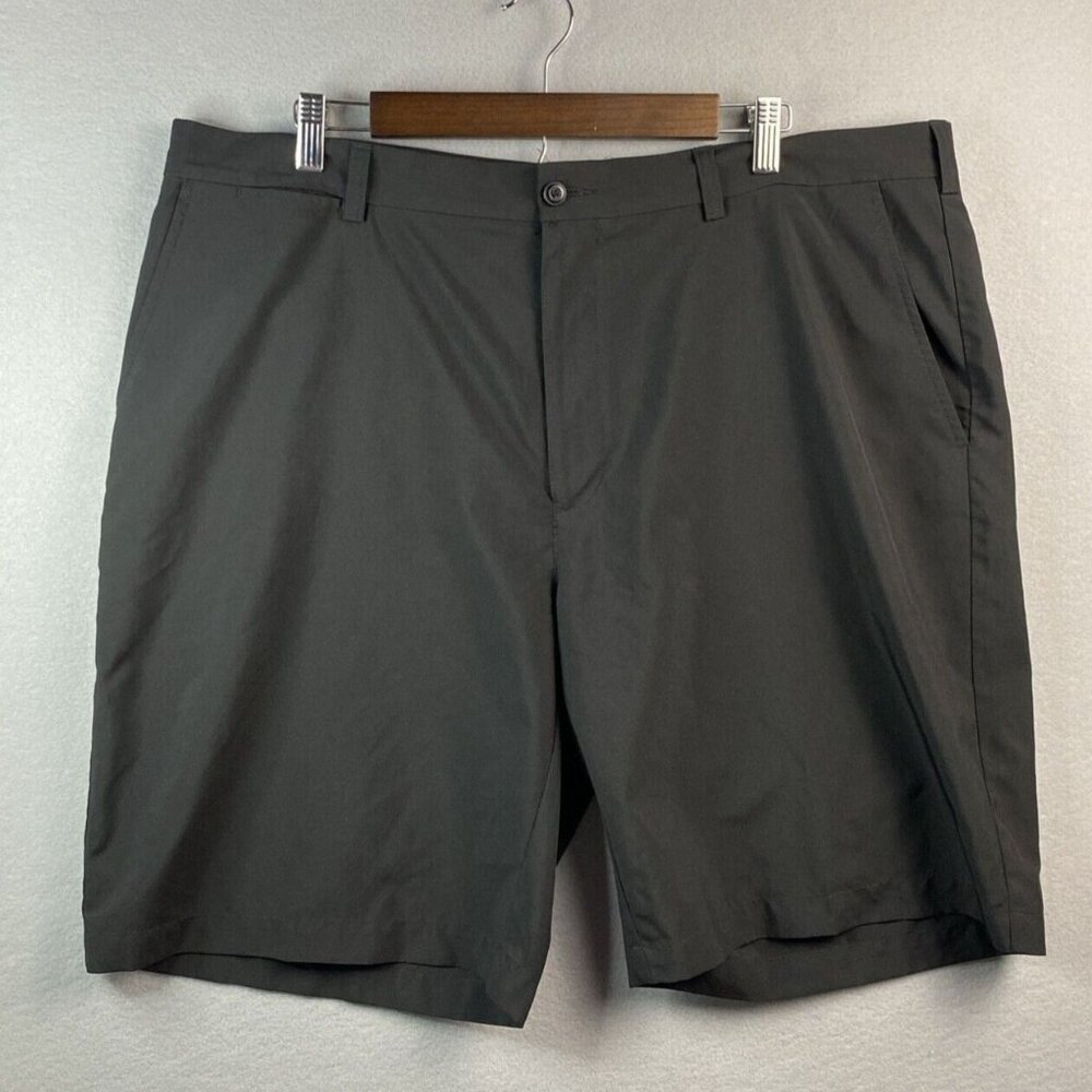 PGA Tour Flat Front Golf Shorts Mens 40 Black Pockets Stretch 10" Inseam Golfing